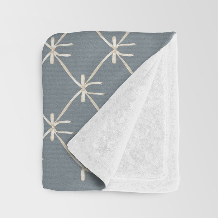 Bows & Ribbons Pattern LXI Neutral Grey Throw Blanket Gallery Image 3