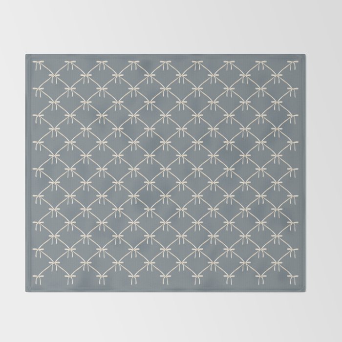 Bows & Ribbons Pattern LXI Neutral Grey Throw Blanket Gallery Image 2
