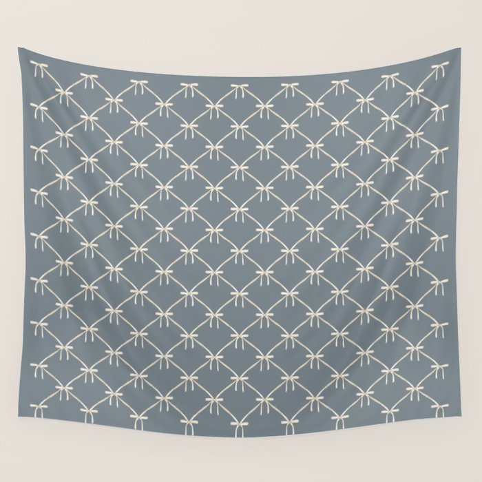 Bows & Ribbons Pattern LXI Neutral Grey Wall Tapestry Gallery Image 1