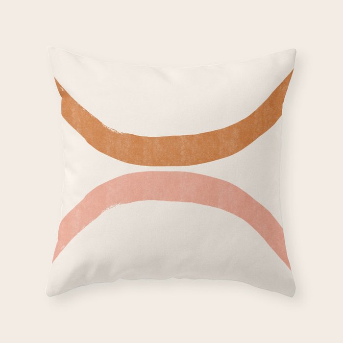 Terracotta Mid Century Abstract Rainbow Arches Throw Pillow Gallery Image 1