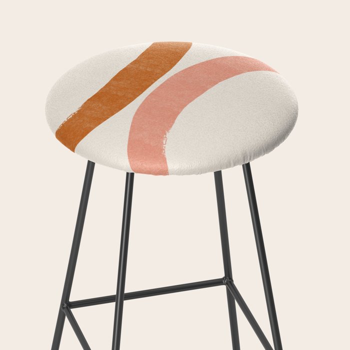 Terracotta Mid Century Abstract Rainbow Arches Stool Gallery Image 2