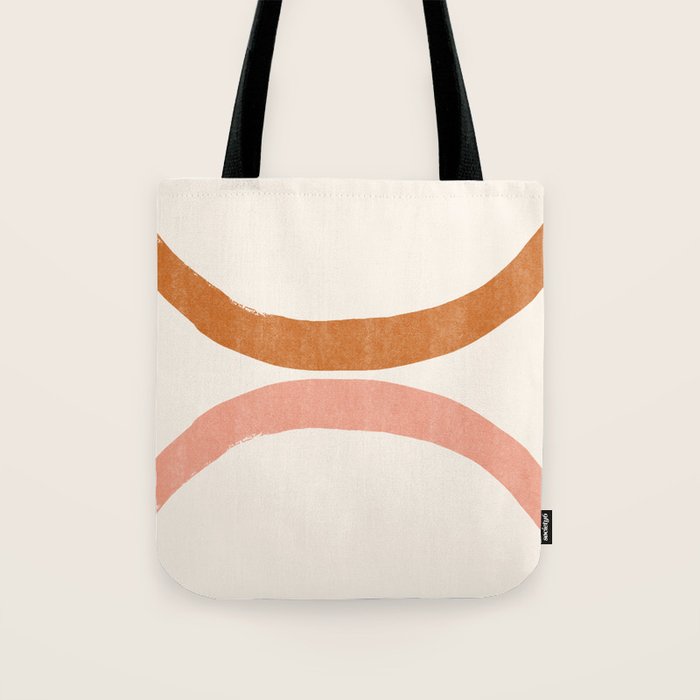 Terracotta Mid Century Abstract Rainbow Arches Tote Bag Gallery Image 1