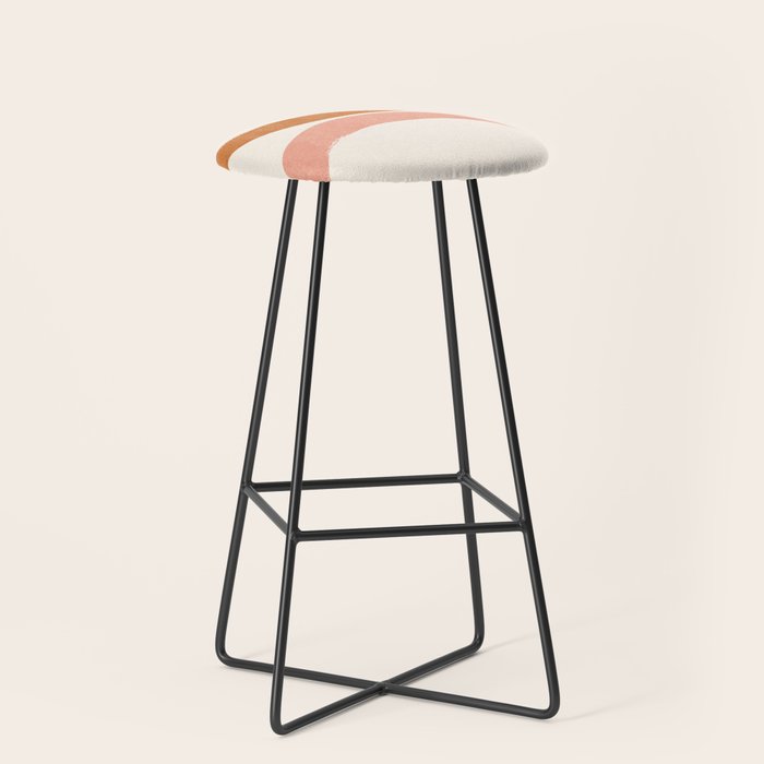 Terracotta Mid Century Abstract Rainbow Arches Stool Gallery Image 1