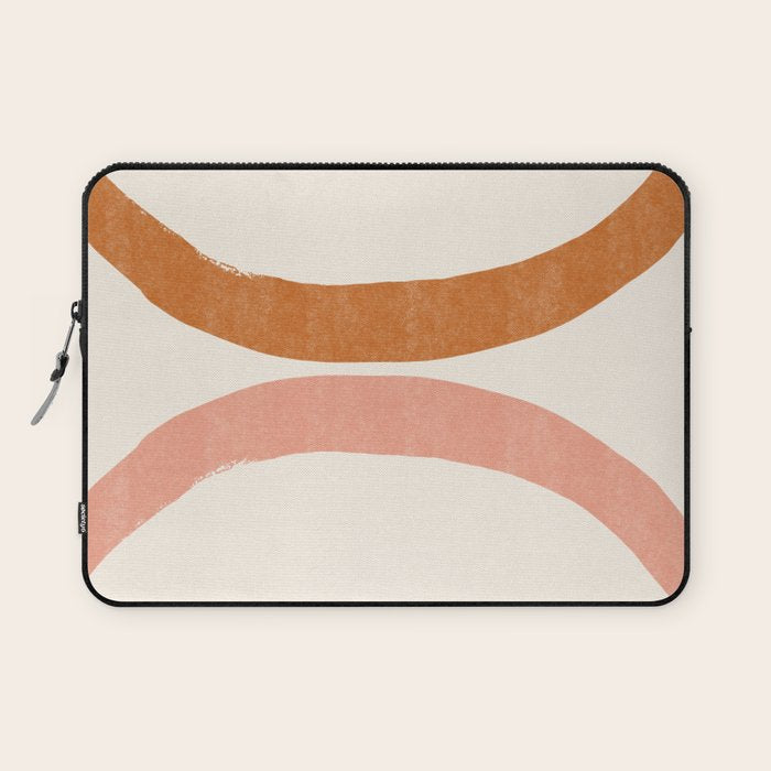 Terracotta Mid Century Abstract Rainbow Arches Laptop Sleeve Gallery Image 1