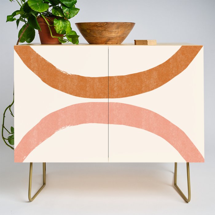 Terracotta Mid Century Abstract Rainbow Arches Credenza Gallery Image 1