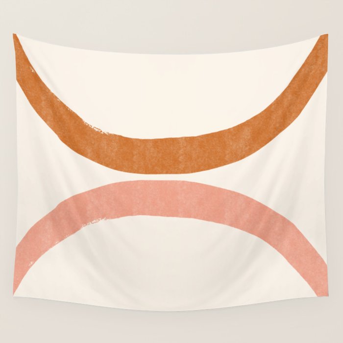 Terracotta Mid Century Abstract Rainbow Arches Wall Tapestry Gallery Image 1