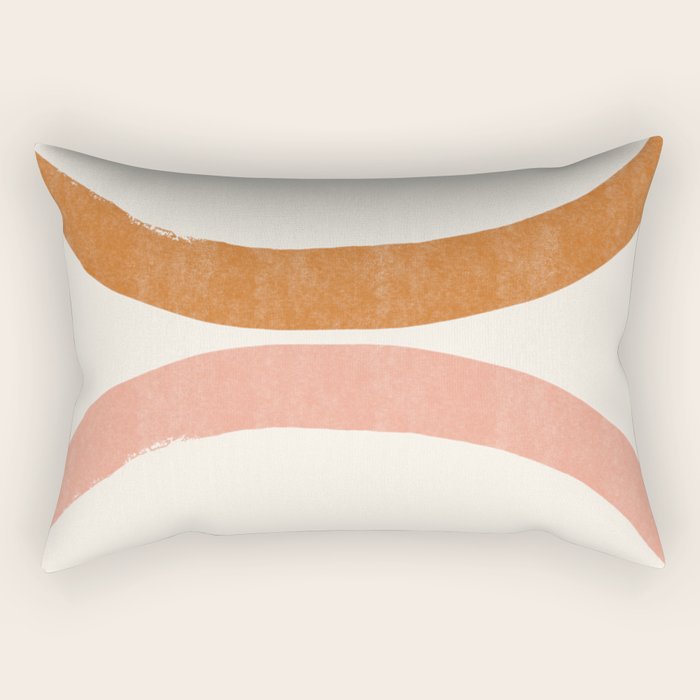 Terracotta Mid Century Abstract Rainbow Arches Rectangular Pillow