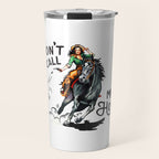 "Don't Call Me Honey" Cowgirl On Horseback Shooting a Rattlesnake Travel Mug Gallery Image 1