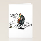 "Don't Call Me Honey" Cowgirl On Horseback Shooting a Rattlesnake Stationery Card Gallery Image 2