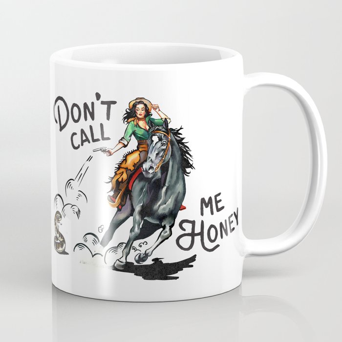 "Don't Call Me Honey" Cowgirl On Horseback Shooting a Rattlesnake Coffee Mug Gallery Image 1