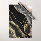 Black Night Glamour Marble Landscape Wrapping Paper Gallery Image 1