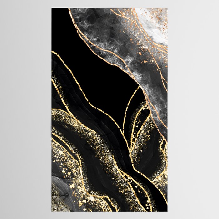 Black Night Glamour Marble Landscape Tablecloth Gallery Image 2