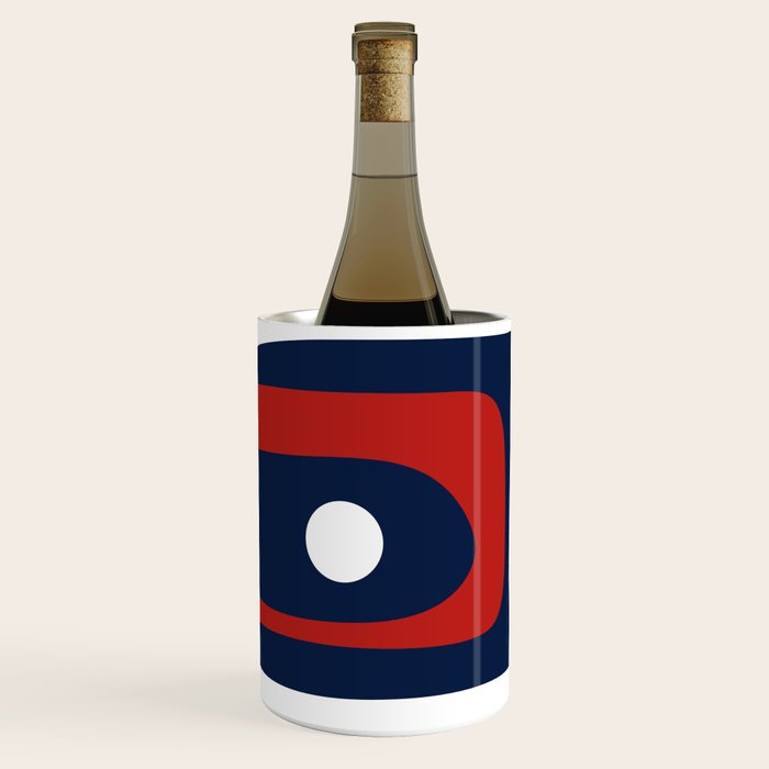 Mid Century Modern Piquet Pattern in Nautical Navy Blue, Red, and White Wine Chiller Gallery Image 2