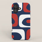 Mid Century Modern Piquet Pattern in Nautical Navy Blue, Red, and White iPhone Case Gallery Image 1