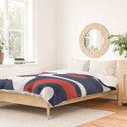 Mid Century Modern Piquet Pattern in Nautical Navy Blue, Red, and White Duvet Cover Gallery Image 2