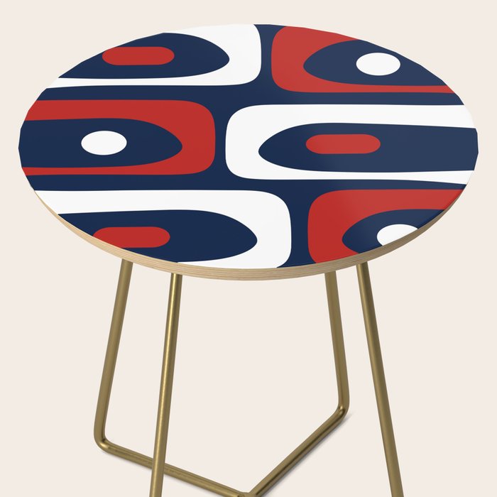 Mid Century Modern Piquet Pattern in Nautical Navy Blue, Red, and White Side Table Gallery Image 2