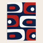 Mid Century Modern Piquet Pattern in Nautical Navy Blue, Red, and White Poster Gallery Image 4