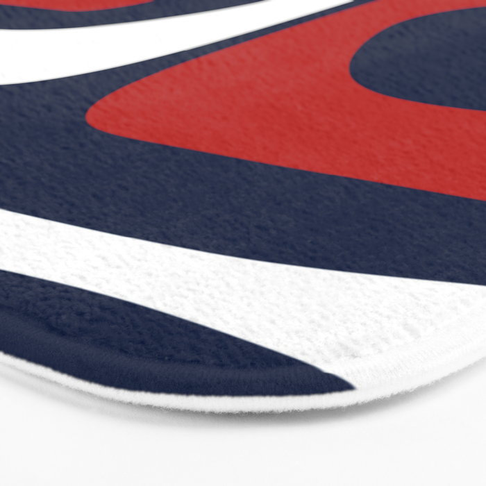 Mid Century Modern Piquet Pattern in Nautical Navy Blue, Red, and White Bath Mat Gallery Image 3