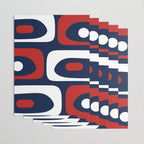 Mid Century Modern Piquet Pattern in Nautical Navy Blue, Red, and White Wrapping Paper Gallery Image 3