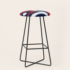 Mid Century Modern Piquet Pattern in Nautical Navy Blue, Red, and White Stool Gallery Image 1
