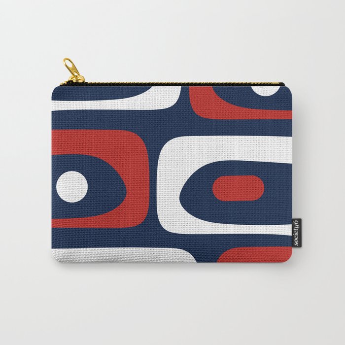 Mid Century Modern Piquet Pattern in Nautical Navy Blue, Red, and White Carry All Pouch Gallery Image 1