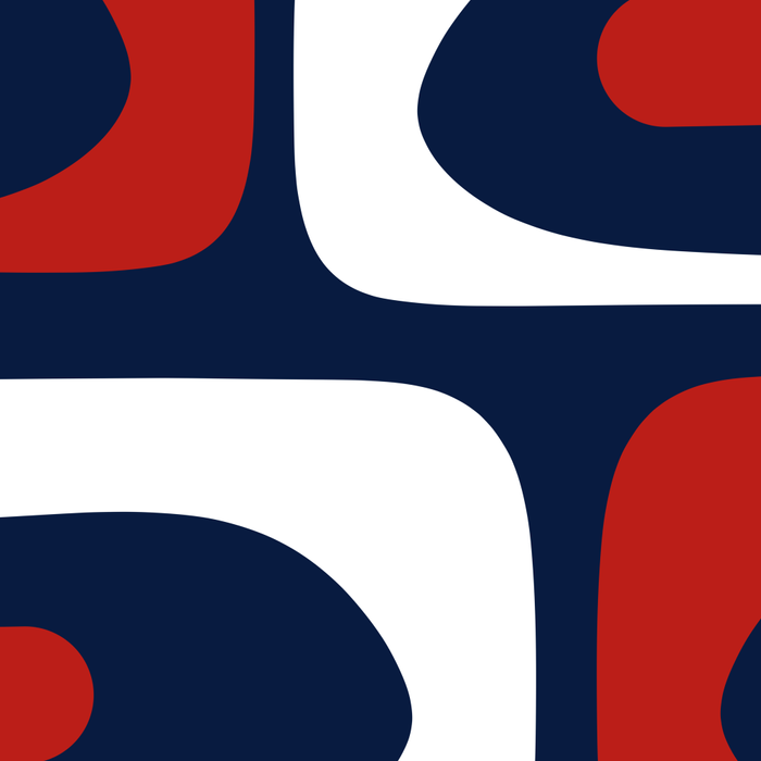 Mid Century Modern Piquet Pattern in Nautical Navy Blue, Red, and White Coffee Mug Gallery Image 2