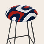 Mid Century Modern Piquet Pattern in Nautical Navy Blue, Red, and White Stool Gallery Image 2
