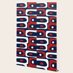 Mid Century Modern Piquet Pattern in Nautical Navy Blue, Red, and White Wallpaper Gallery Image 2