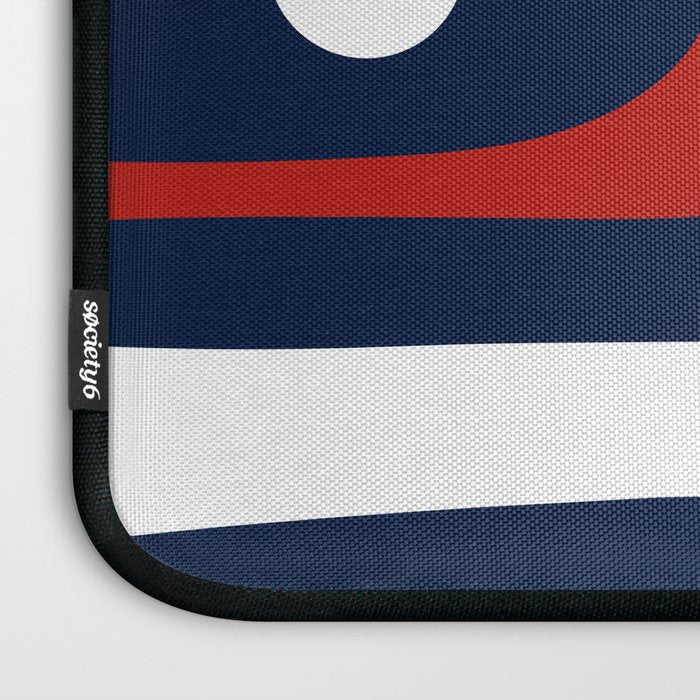 Mid Century Modern Piquet Pattern in Nautical Navy Blue, Red, and White Laptop Sleeve Gallery Image 3