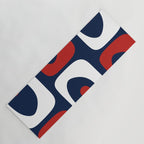 Mid Century Modern Piquet Pattern in Nautical Navy Blue, Red, and White Yoga Mat Gallery Image 1