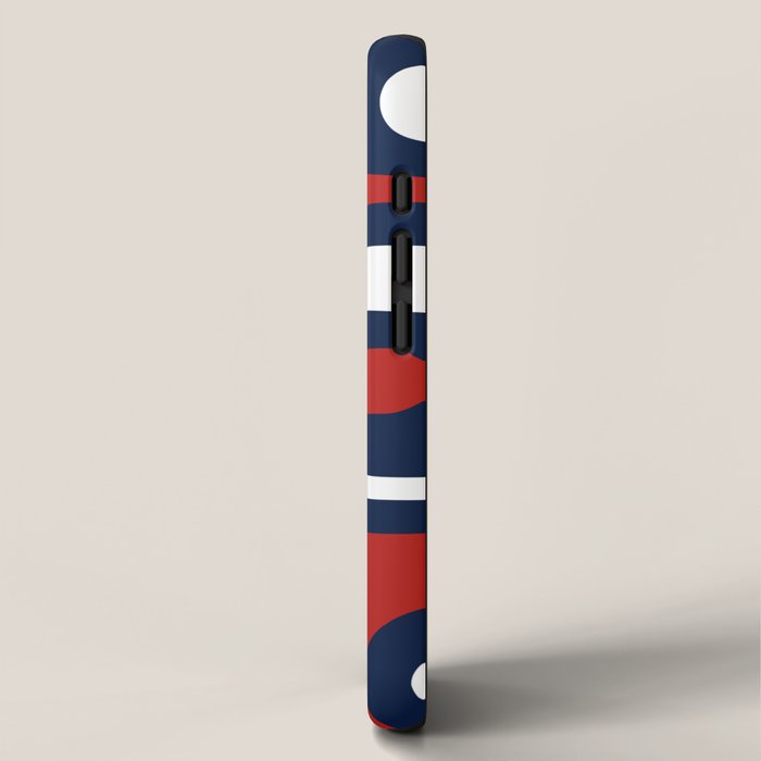 Mid Century Modern Piquet Pattern in Nautical Navy Blue, Red, and White iPhone Case Gallery Image 2