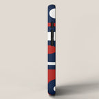 Mid Century Modern Piquet Pattern in Nautical Navy Blue, Red, and White iPhone Case Gallery Image 2