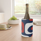 Mid Century Modern Piquet Pattern in Nautical Navy Blue, Red, and White Wine Chiller Gallery Image 4
