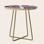 Mid Century Modern Piquet Pattern in Nautical Navy Blue, Red, and White Side Table Gallery Image 1