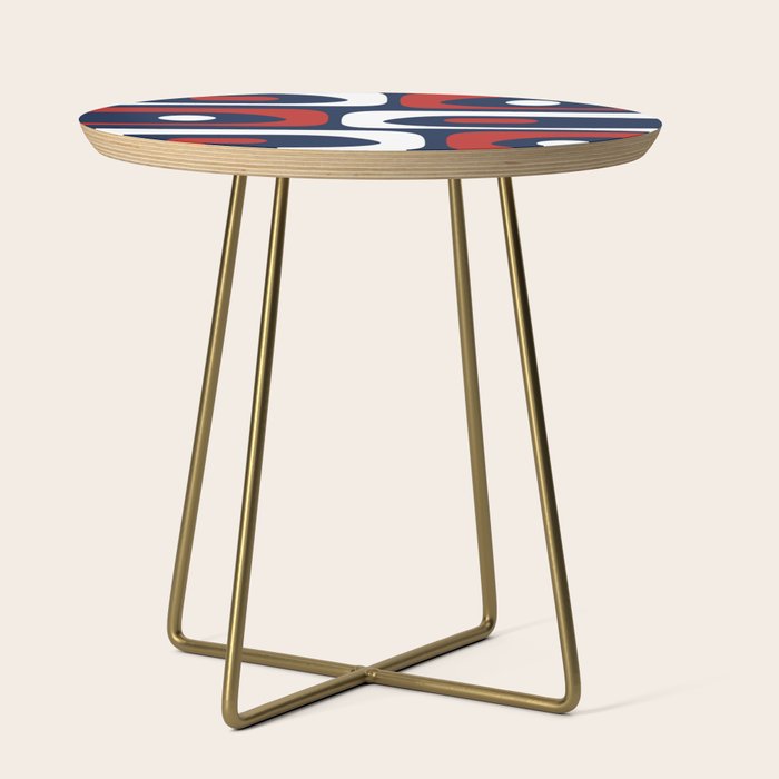 Mid Century Modern Piquet Pattern in Nautical Navy Blue, Red, and White Side Table Gallery Image 1