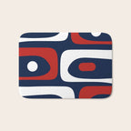 Mid Century Modern Piquet Pattern in Nautical Navy Blue, Red, and White Bath Mat Gallery Image 1