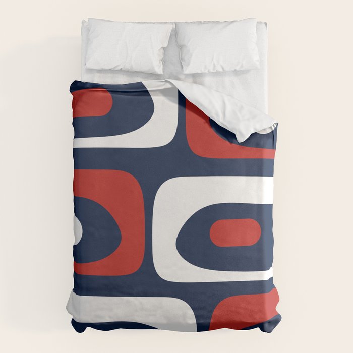Mid Century Modern Piquet Pattern in Nautical Navy Blue, Red, and White Duvet Cover Gallery Image 1