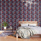 Mid Century Modern Piquet Pattern in Nautical Navy Blue, Red, and White Wallpaper Gallery Image 3
