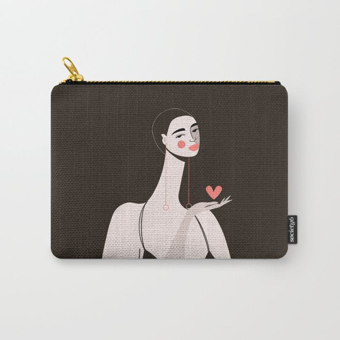 Girl With Pink Heart Carry All Pouch Gallery Image 1