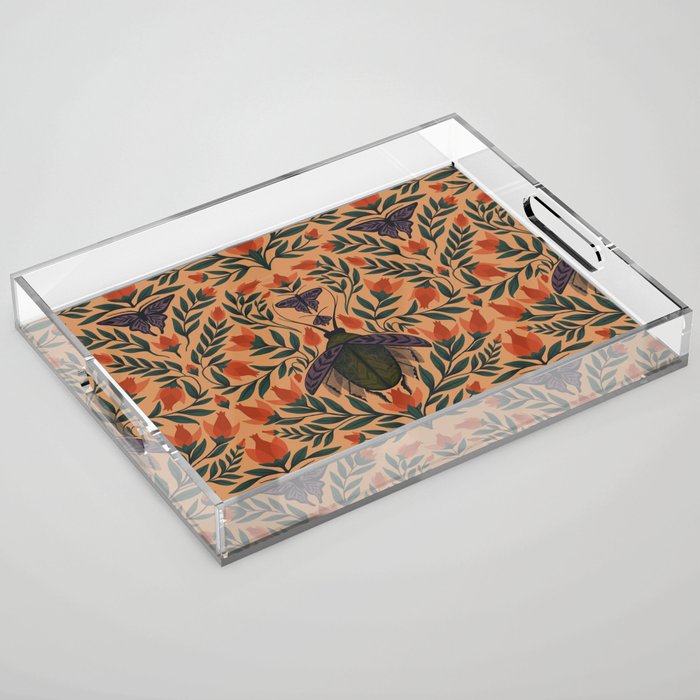 Beetle and Butterfly Botanical Design Acrylic Tray Gallery Image 1