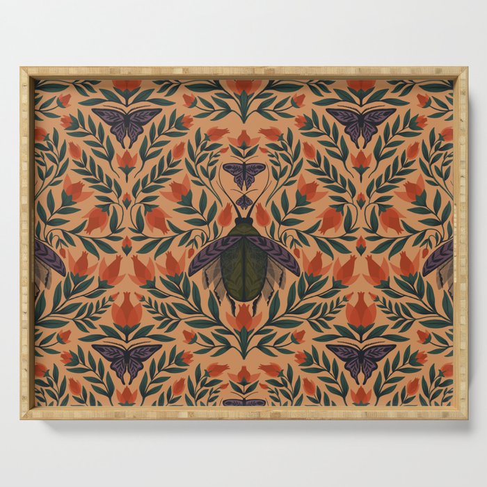 Beetle and Butterfly Botanical Design Serving Tray Gallery Image 1