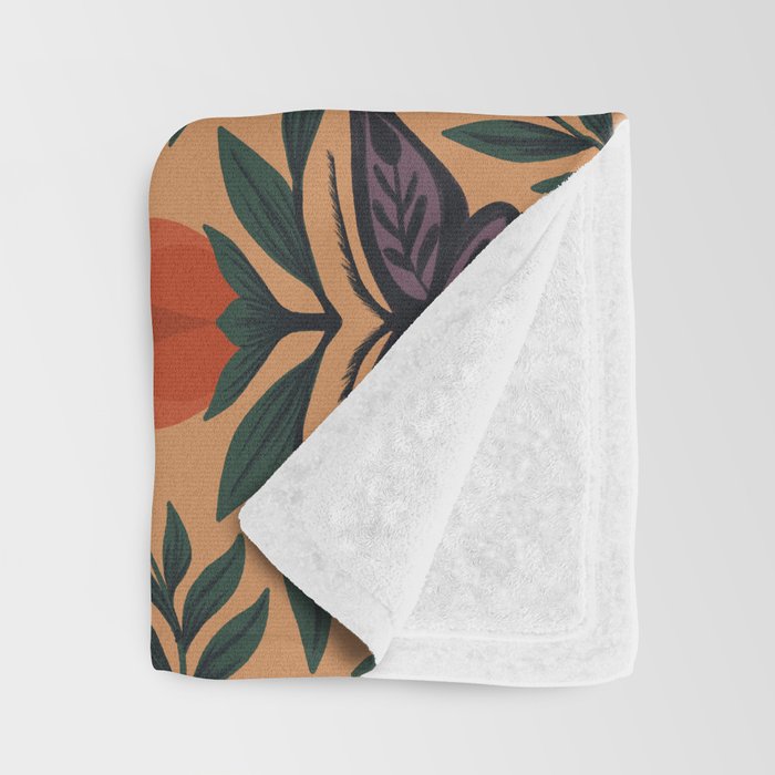 Beetle and Butterfly Botanical Design Throw Blanket Gallery Image 3