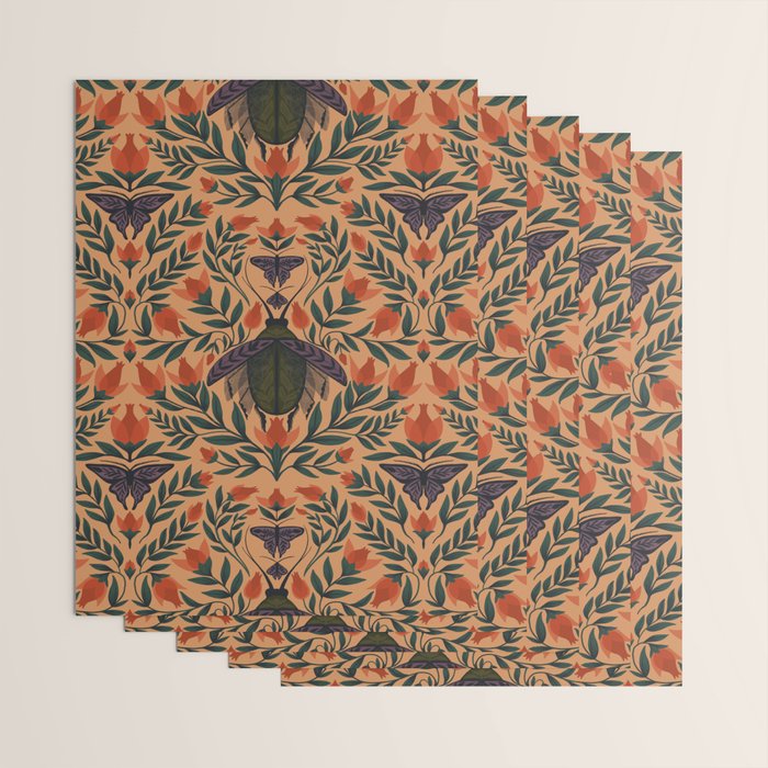 Beetle and Butterfly Botanical Design Wrapping Paper Gallery Image 3