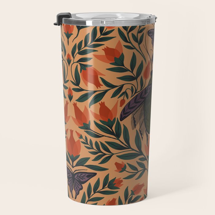Beetle and Butterfly Botanical Design Travel Mug Gallery Image 3