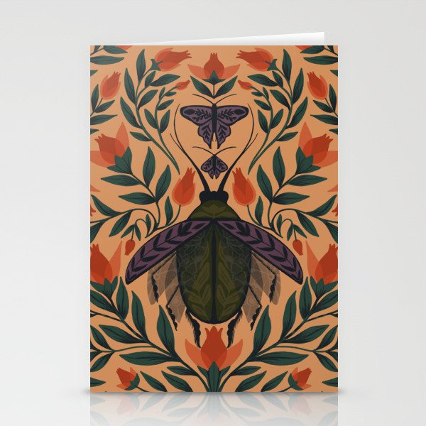 Beetle and Butterfly Botanical Design Stationery Card Gallery Image 1