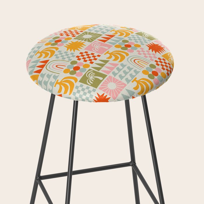 Colorful tropical summer mosaic tile art Stool Gallery Image 2