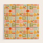 Colorful tropical summer mosaic tile art Wood Wall Art Gallery Image 1