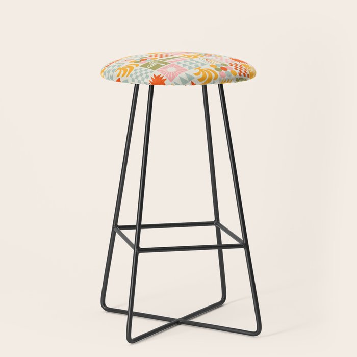 Colorful tropical summer mosaic tile art Stool Gallery Image 1