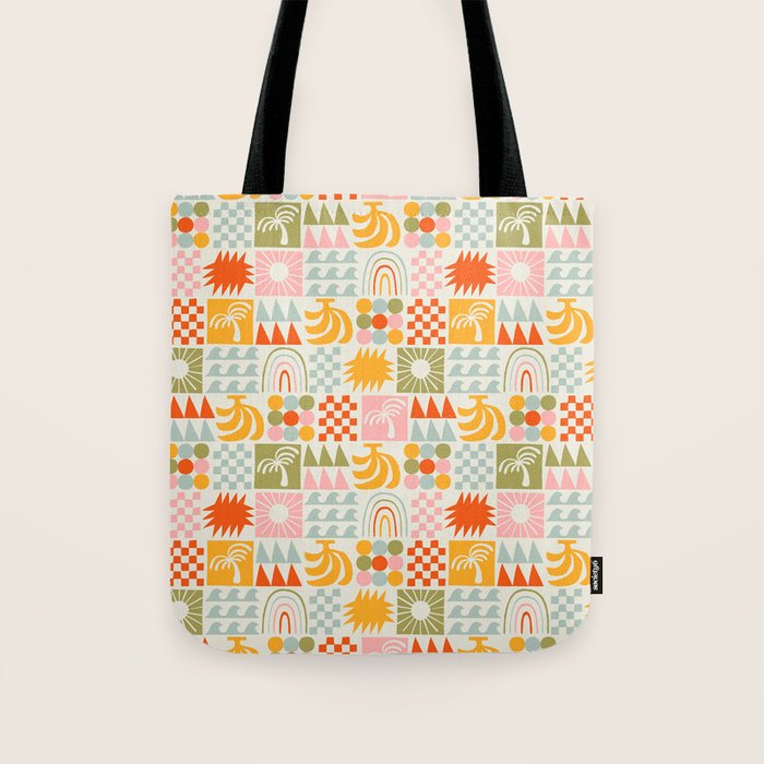 Colorful tropical summer mosaic tile art Tote Bag Gallery Image 1