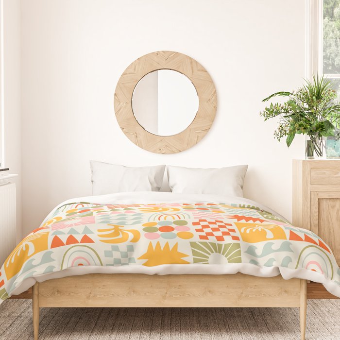 Colorful tropical summer mosaic tile art Duvet Cover Gallery Image 3